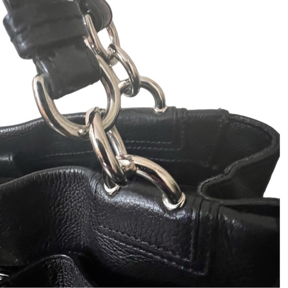 Coach  Penelope Black Pebbled Leather Carryall Shoulder Bag Satchel - Picture 4 of 9